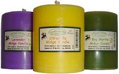  Midge candles made with citronella,
 lavender or bog myrtle essential oils 